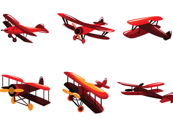 Bright Red Biplane Vector - Free vector #391843
